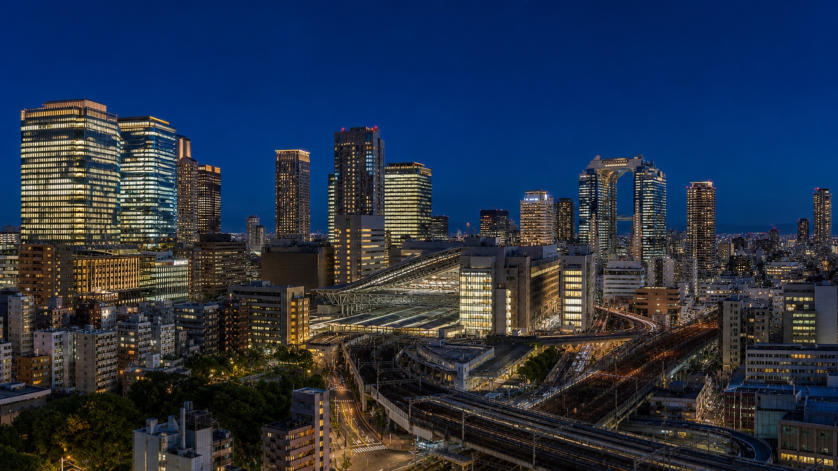 Umeda skyline at night