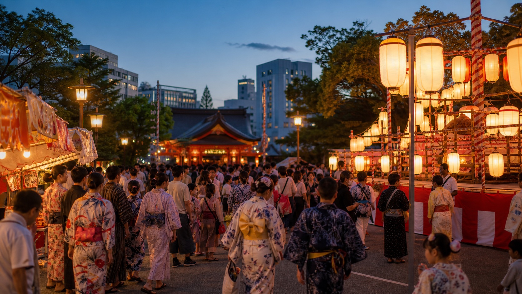 Summer festival and lanterns in Osaka